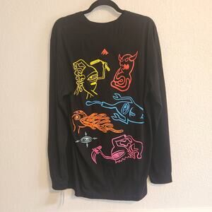 Emerica X Toymachine Clusters Mens Large Black/Multicolor Long Sleeve Shirt NWT